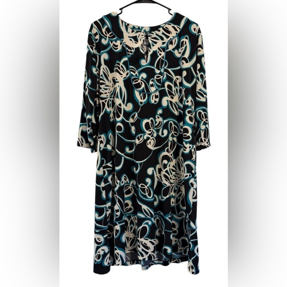 Chico's Black, White, and Teal Swirl Dress - Picture 5 of 6